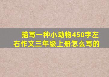 描写一种小动物450字左右作文三年级上册怎么写的