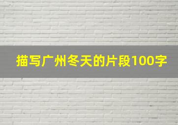 描写广州冬天的片段100字