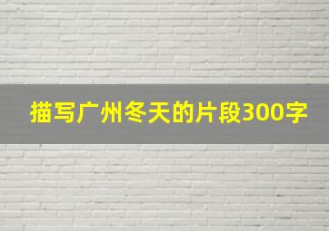 描写广州冬天的片段300字