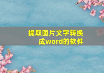 提取图片文字转换成word的软件