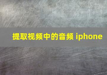 提取视频中的音频 iphone