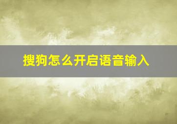 搜狗怎么开启语音输入