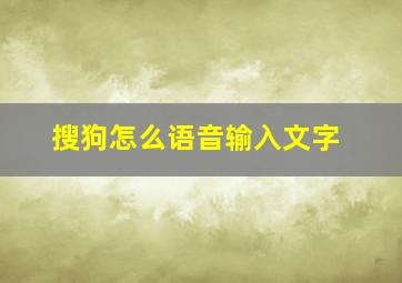 搜狗怎么语音输入文字