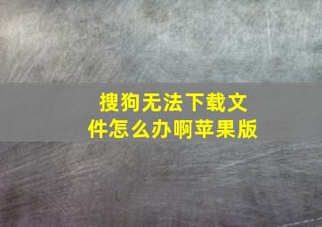 搜狗无法下载文件怎么办啊苹果版