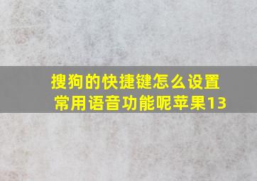 搜狗的快捷键怎么设置常用语音功能呢苹果13