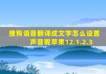 搜狗语音翻译成文字怎么设置声音呢苹果12.1.2.3