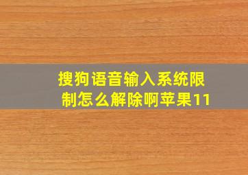 搜狗语音输入系统限制怎么解除啊苹果11