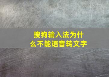 搜狗输入法为什么不能语音转文字