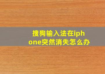 搜狗输入法在iphone突然消失怎么办