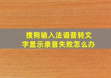 搜狗输入法语音转文字显示录音失败怎么办