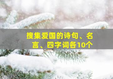 搜集爱国的诗句、名言、四字词各10个