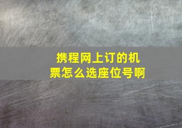 携程网上订的机票怎么选座位号啊