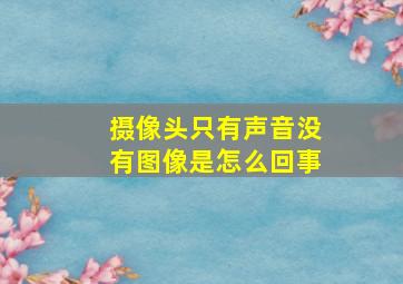 摄像头只有声音没有图像是怎么回事