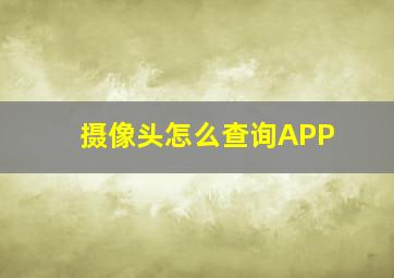 摄像头怎么查询APP