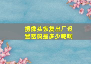 摄像头恢复出厂设置密码是多少呢啊