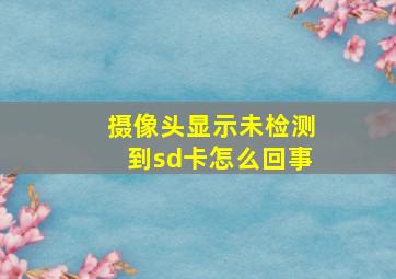 摄像头显示未检测到sd卡怎么回事