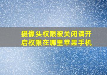 摄像头权限被关闭请开启权限在哪里苹果手机