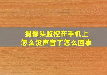 摄像头监控在手机上怎么没声音了怎么回事