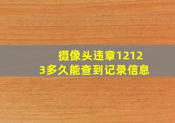 摄像头违章12123多久能查到记录信息