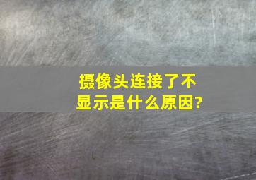 摄像头连接了不显示是什么原因?