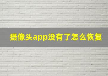 摄像头app没有了怎么恢复