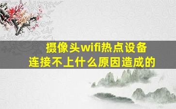 摄像头wifi热点设备连接不上什么原因造成的