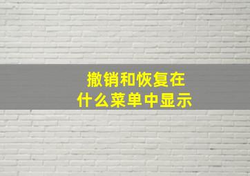 撤销和恢复在什么菜单中显示