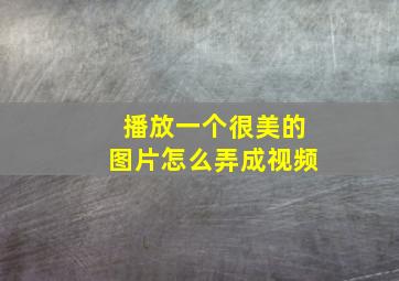 播放一个很美的图片怎么弄成视频