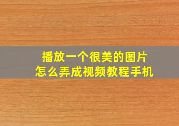 播放一个很美的图片怎么弄成视频教程手机