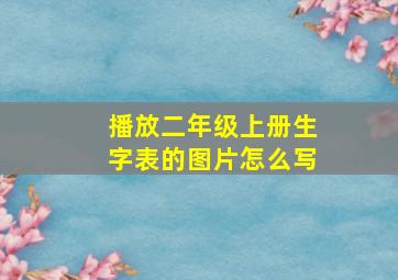 播放二年级上册生字表的图片怎么写