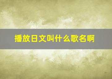 播放日文叫什么歌名啊