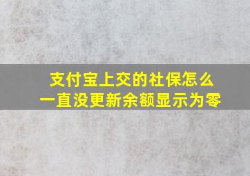 支付宝上交的社保怎么一直没更新余额显示为零