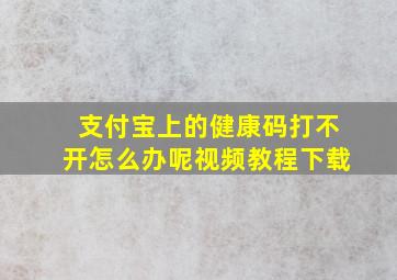 支付宝上的健康码打不开怎么办呢视频教程下载