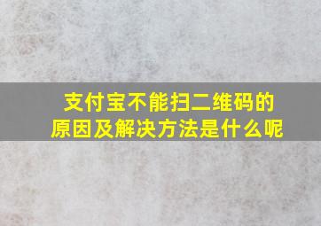 支付宝不能扫二维码的原因及解决方法是什么呢