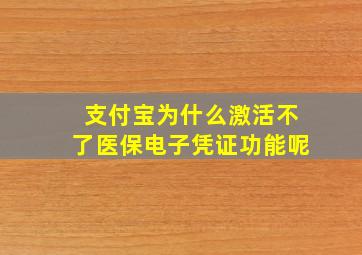 支付宝为什么激活不了医保电子凭证功能呢