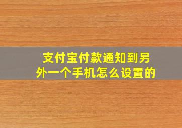 支付宝付款通知到另外一个手机怎么设置的