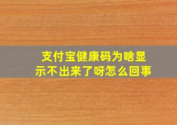 支付宝健康码为啥显示不出来了呀怎么回事