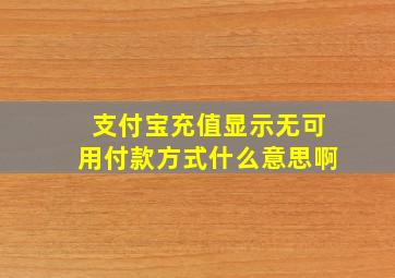 支付宝充值显示无可用付款方式什么意思啊