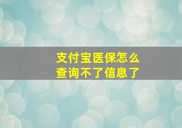 支付宝医保怎么查询不了信息了