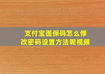 支付宝医保码怎么修改密码设置方法呢视频