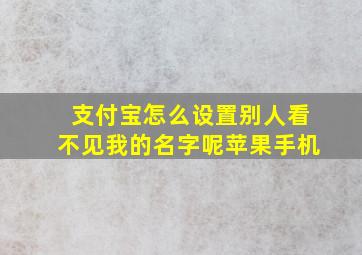 支付宝怎么设置别人看不见我的名字呢苹果手机