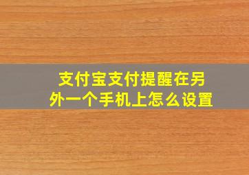 支付宝支付提醒在另外一个手机上怎么设置