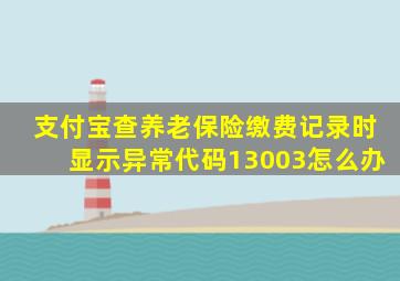 支付宝查养老保险缴费记录时显示异常代码13003怎么办