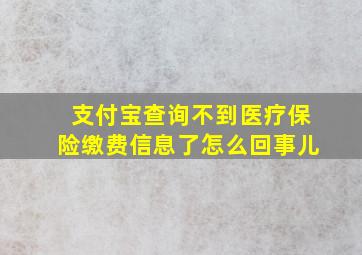 支付宝查询不到医疗保险缴费信息了怎么回事儿