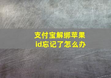 支付宝解绑苹果id忘记了怎么办