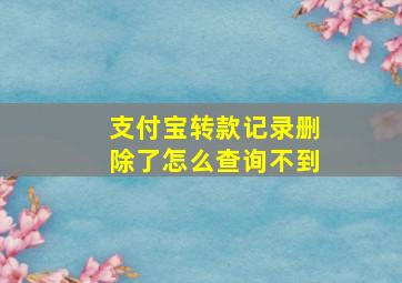 支付宝转款记录删除了怎么查询不到