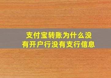 支付宝转账为什么没有开户行没有支行信息