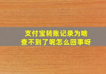 支付宝转账记录为啥查不到了呢怎么回事呀