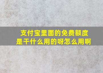 支付宝里面的免费额度是干什么用的呀怎么用啊