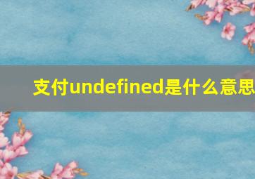 支付undefined是什么意思